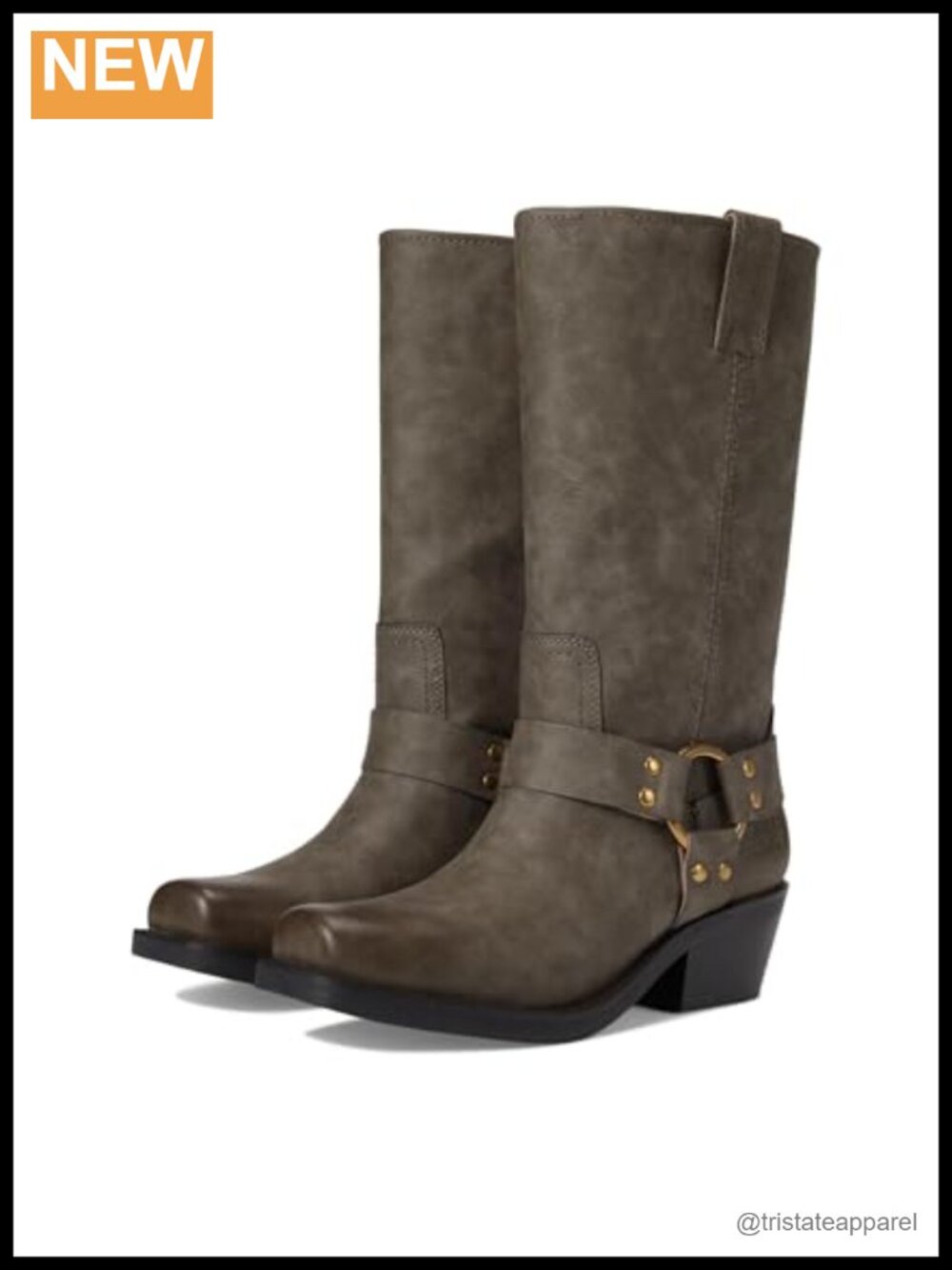 FRYE Women's Lorrie Harness Mid-Calf Motorcycle Boots Vegan Leather - Picture 1 of 6